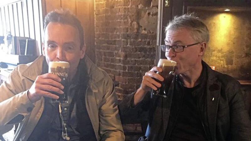 Joe Brolly posted this photo with his friend Shane Finnegan on the day of the All-Ireland final replay, with the caption: &quot;One door closes. Another opens.&quot; Picture from Twitter 