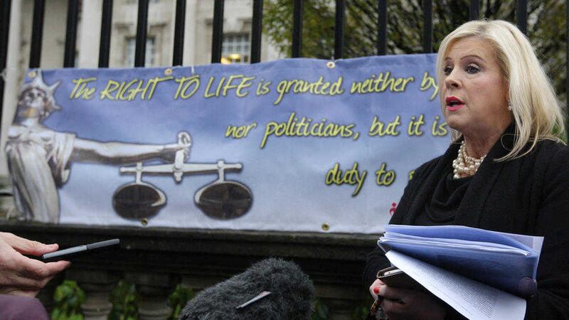 Bernie Smyth of pro-life group Precious Life outside Belfast Royal Courts of Justice yesterday. Picture by Ann McManus. 