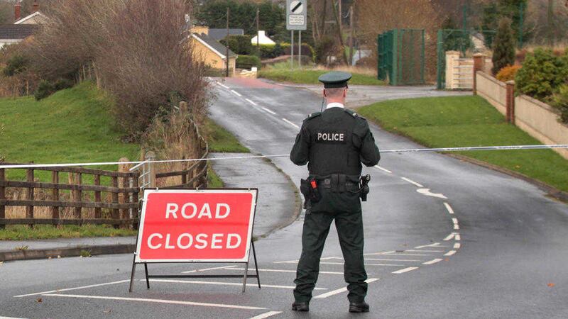 The scene of a security alert in the rural Clady area outside Strabane on Friday. Picture Margaret McLaughlin 