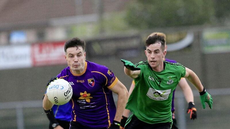 The pace of Carryduff James Guinness is expected to cause the Longstone defence problems. Pic Philip Walsh. 