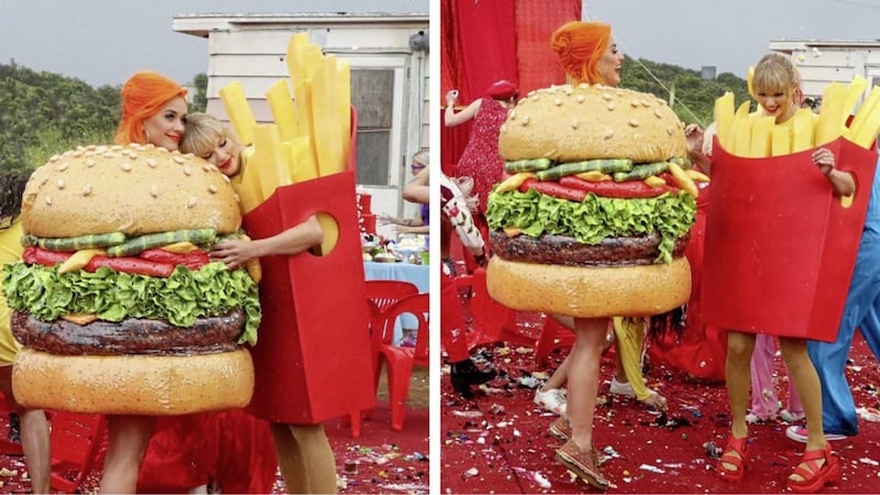 Taylor Swift and Katy Perry in the video for Taylor&#39;s new single You Need To Calm Down 