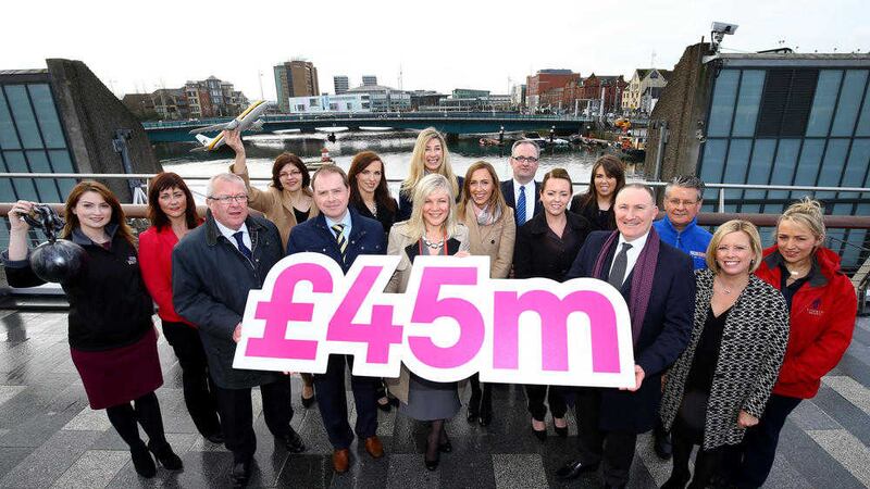 Gerry Lennon, Visit Belfast and Suzanne Wylie, Belfast City Council are joined by colleagues from Visit Belfast and representatives from Tourism Northern Ireland, Diageo NI, Translink, Value Cabs, Titanic Belfast, Crumlin Road Gaol, Belfast Waterfront and Belfast International Airport 