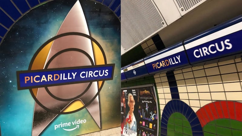 The Tube station has been renamed Picardilly Circus after character Jean-Luc Picard.