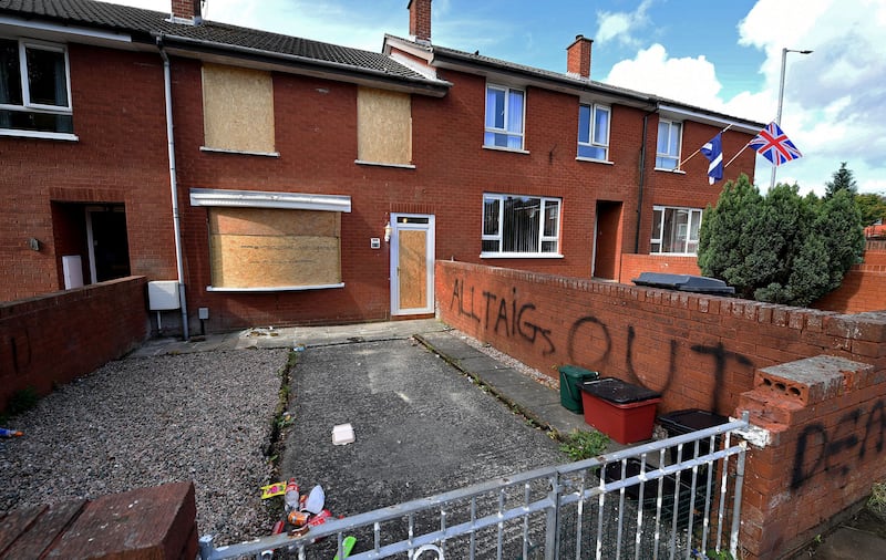 &nbsp;A sectarian slogan was sprayed on a house on Summer Street in north Belfast. Picture by Hugh Russell