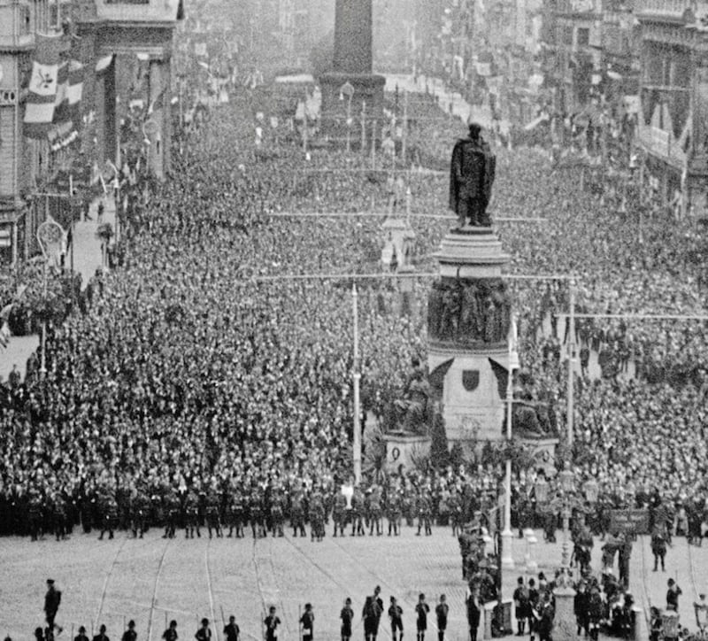 It is thought that around a quarter of Ireland&#39;s population attended the Congress&#39;s closing Mass in Phoenix Park. Afterwards 500,000 people gathered on O&#39;Connell Street for the concluding benediction from Cardinal Lorenzo Lauri. Picture from Dublin, 1932: The Book of the Congress. 