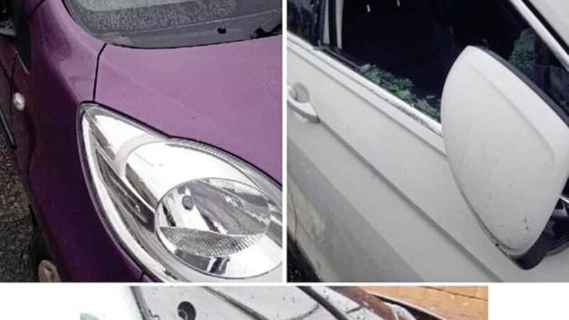Cars were damaged in the overnight attacks. 