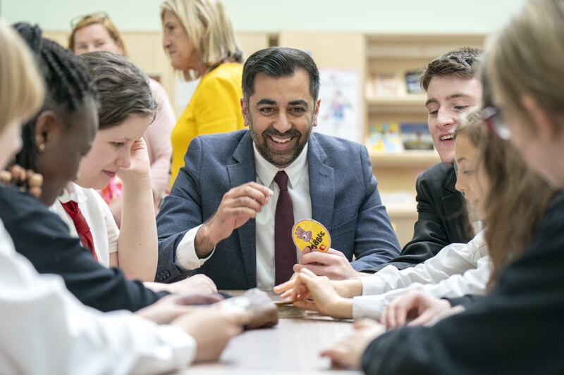 First Minister Humza Yousaf meets students at Castlebrae Community Campus in Edinburgh, to hear about the Scottish child payment
