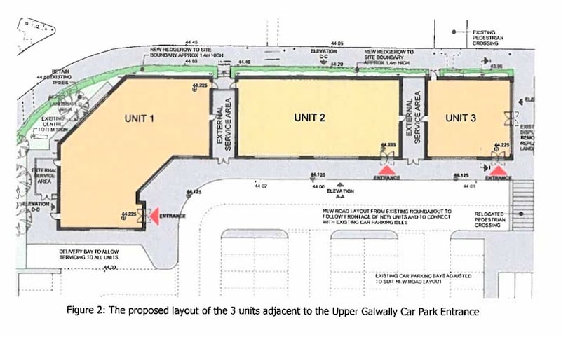 Lisburn & Castlereagh City Council approved these three restaurant units at Forestside in June 2020.