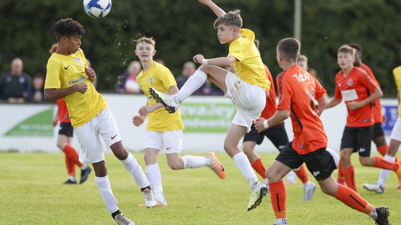 Action from the junior semi-final between Armagh and Antrim at Limavady Showgrounds