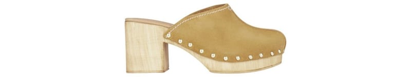 Beige Studded Heeled Clogs, &pound;60, available from River Island