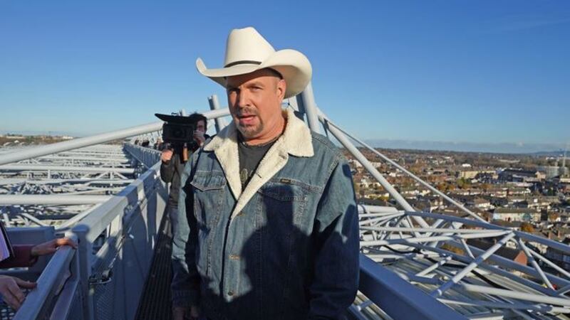 Country music star Garth Brooks on the roof of Croke Park in Dublin to promote the first two of his Irish concerts which will take place next September. Picture date: Monday November 22, 2021