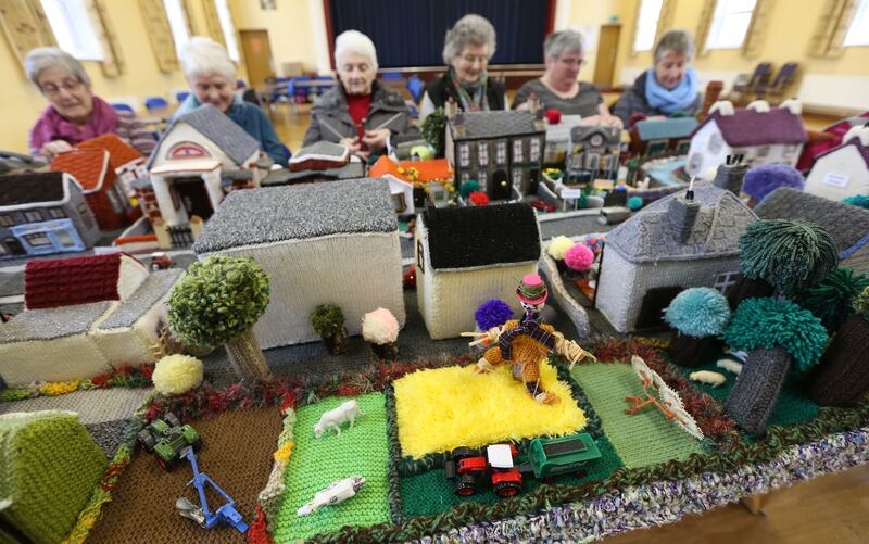 The County Antrim village of Cloughmills has been painstakingly recreated in wool over the last seven months. Picture by Hugh Russell&nbsp;
