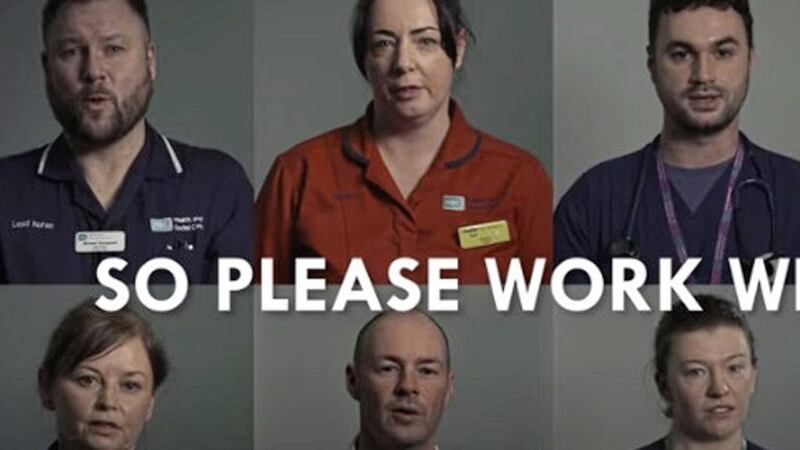 Health workers in the Belfast trust appeared in a video urging patients to work with them on freeing up hospital beds. 