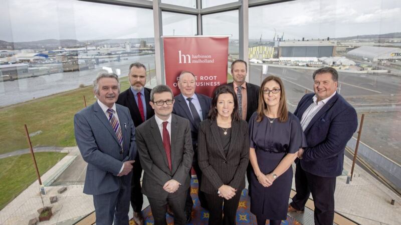 Pictured at the launch of HM Homegrown event with some of the top 50 SMEs are (front from left) Patrick Leonard and Darren McDowell, Harbinson Mulholland; Josephine Penrose, Frylite; and Angela Craigan, Harbinson Mulholland. Back - Anthony McGoldrick, Frylite; Maurice Surphlis and Adrian Surphlis of LW Surphlis; and Paul Black of Alpha Marketing 