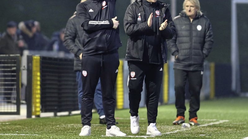 Derry City manager Declan Devine knows that a June resumption is unlikely but that is what he is asking his players to focus on Picture by Margaret McLaughlin 