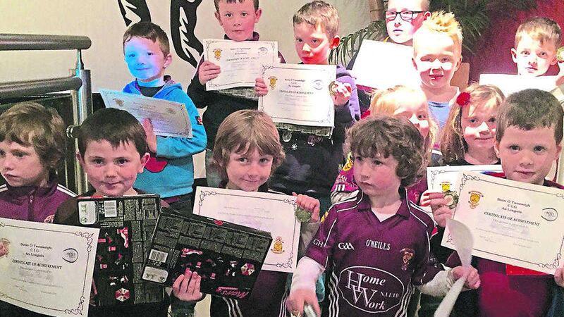 Sean Treacy&rsquo;s Hurling Club threw a Christmas party for its underage players last Friday in Centrepoint. Each child was presented with a certificate, a selection box and a medal. Pictured is the U6 group