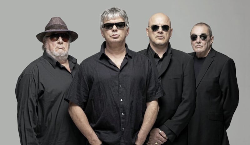 The Stranglers, with the late Jet Black (far left) and Dave Greenfield (far right)
