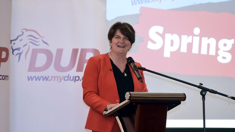 DUP leader Arlene Foster speaks at the party's Annual Spring conference held at the Silverbirch Hotel in Omagh. Picture by Stephen Hamilton/Presseye&nbsp;