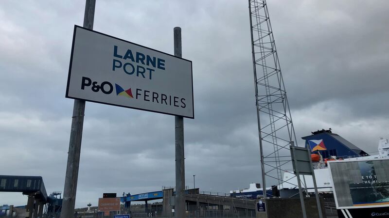 Signage for Larne Port (David Young/PA)