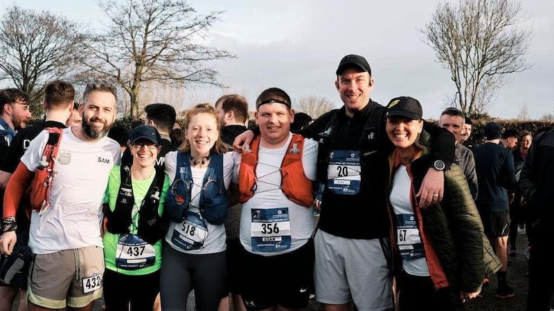 Ryan O’Shea (third from right) with fellow runners at the Hospice to Hospice Half Marathon (Handout/PA)