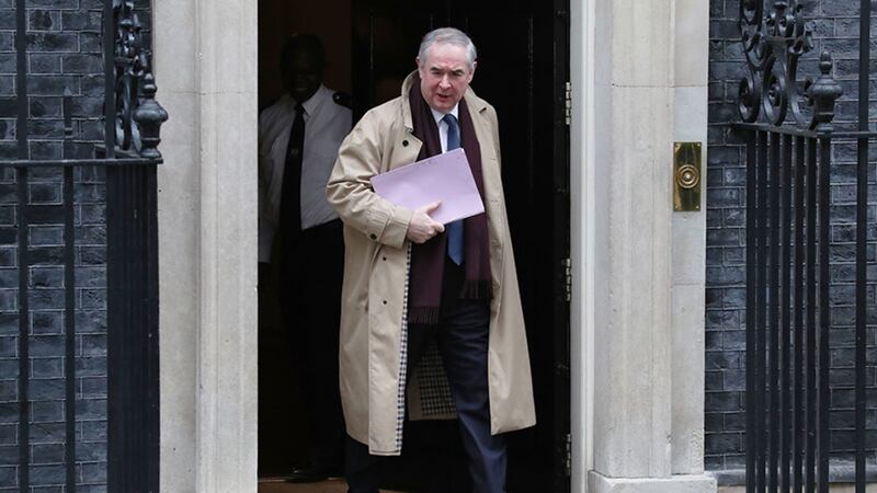 Attorney General Geoffrey Cox leaves Downing Street this morning as he heads to the House of Commons to present his legal advice on the Strasbourg agreement&nbsp;