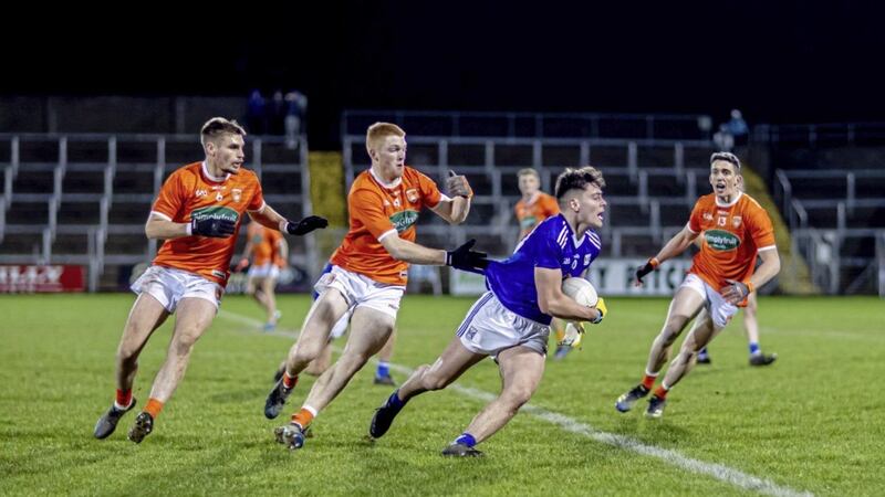 Cavan&#39;s Oisin Brady tracked by Armagh&#39;s Greg McCabe, Ciaran Mackin and Rory Grugan in last week&#39;s Dr McKenna Cup opener. Picture: NPHO/Morgan Treacy. 
