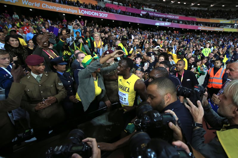 Jamaica's Usain Bolt after finished third in the men's 100m final
