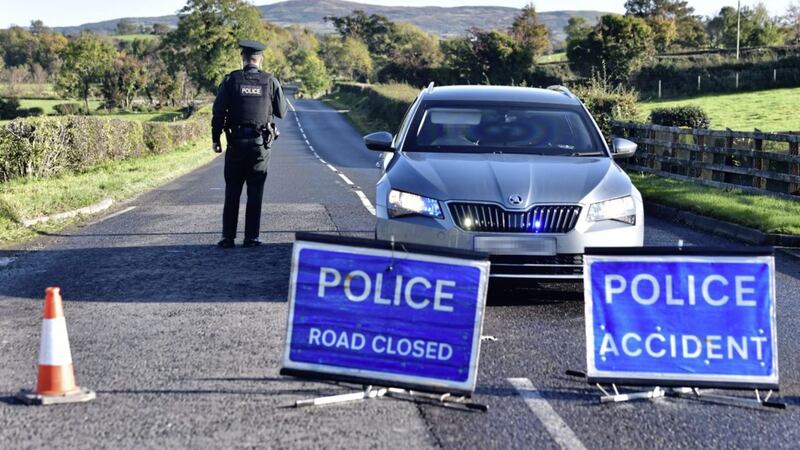 Police at the scene of the crash in Kilcoo, Co Down, in which an 18-year-old man was killed 