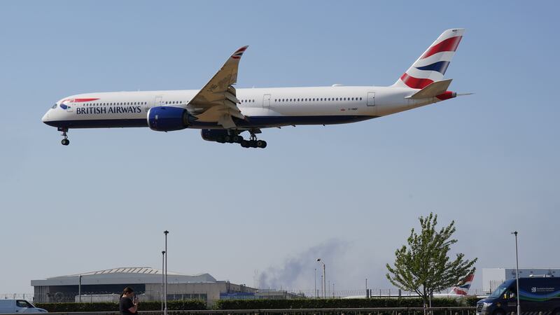 A British Airways flight coming into land at Heathrow Airport (Jonathan Brady/PA)