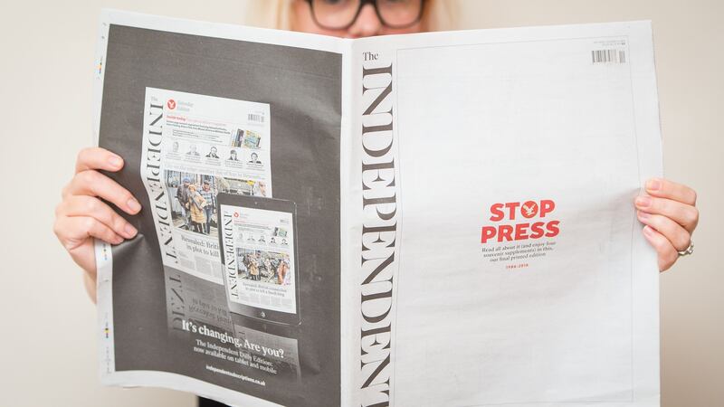 The Independent published its last print edition in 2016