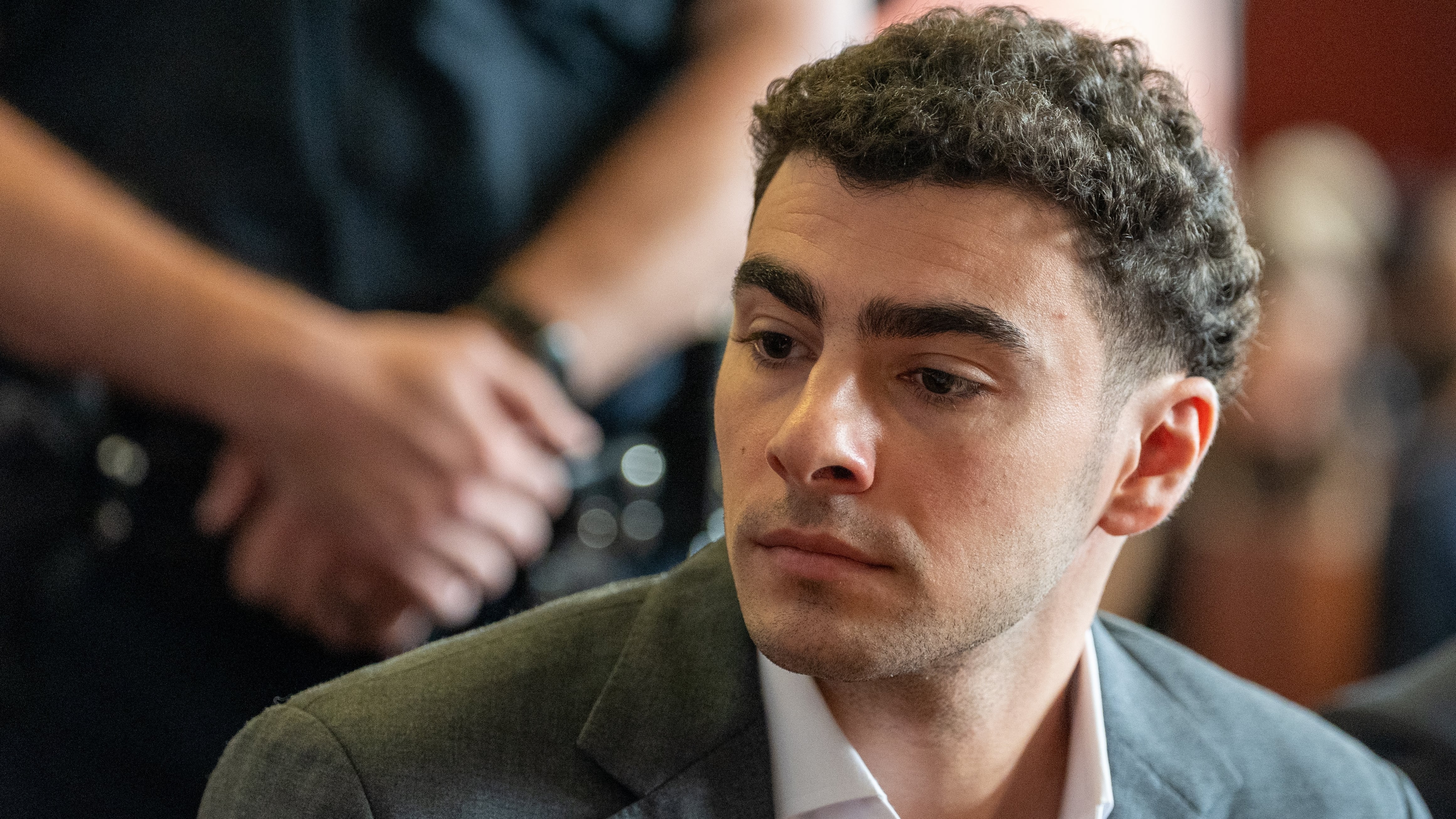 Luigi Mangione attending a pre-trial hearing at Manhattan Criminal Court in New York (David Dee Delgado/Pool Photo via AP)