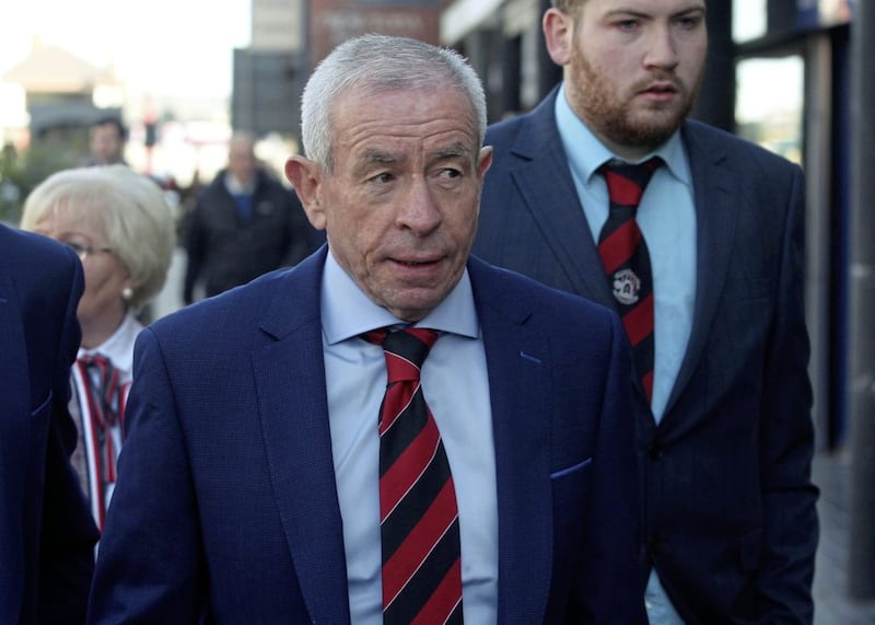 Ex-Down manager Pete McGrath at the funeral of the late Eamonn Burns. Pic Philip Walsh 