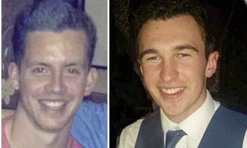 Killian Doherty, left, and Maurice McCloughan were killed in a road crash on the main road to Omagh on Saturday morning 