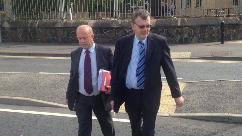 Trevor Fleming (right), the former lead mental health nurse for the Trust, leaving court with his solicitro Tony Caher 