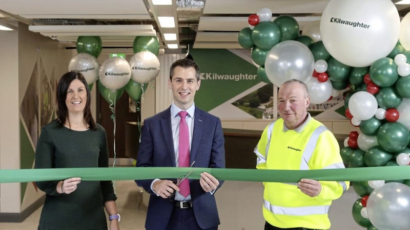 Kilwaughter Minerals finance director David Smith is joined by longest serving employee Alan Beggs (he has spent 32 years at the firm) and the company&rsquo;s latest recruit Pauline O&rsquo;Loan to officially open the new &pound;1.75m facility in Larne 