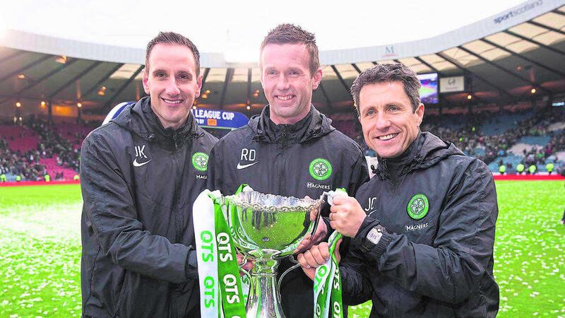Celtic assistant John Collins, right, says the Bhoys have been encouraged by their midweek 2-2 draw away to Ajax in the Europa League