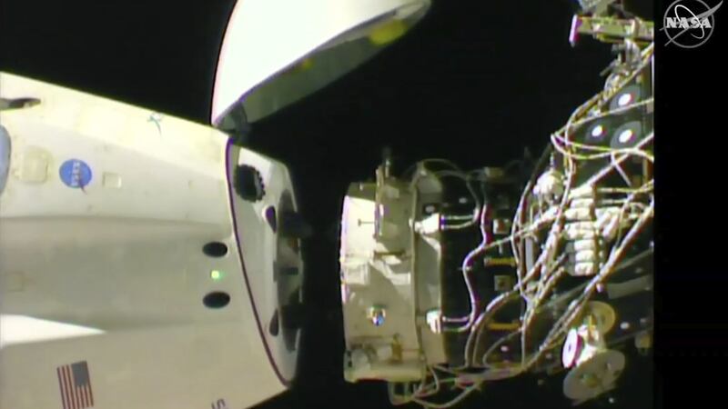 The Dragon capsule pulled away from the orbiting lab with a test dummy named Ripley as its lone occupant.