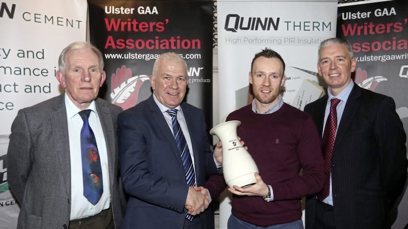 John Campbell (UGAAWA), Seamus McMahon (Quinn Building Products), Chris O&#39;Connell (January Merit Winner) and John Martin (UGAAWA Chairman). Picture by John McIlwaine 