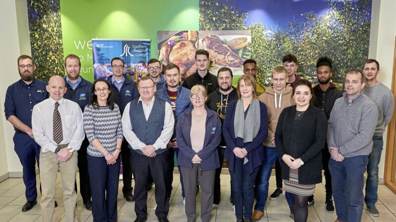 Greg Quinn, HR business partner, Moy Park (front row, left) is pictured Moy Park&#39;s latest engineering apprentices and members of the Moy Park team. 