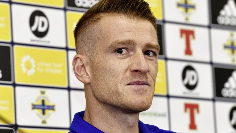 Pacemaker Press 07/09/2018 Northern Ireland Captain Steve Davis  during a press conference , ahead of Northern Ireland&#39;s UEFA Nations League game against Bosnia &amp; Herzegovina at the National Football Stadium at Windsor Park on Saturday. Pic Colm Lenaghan/Pacemaker  