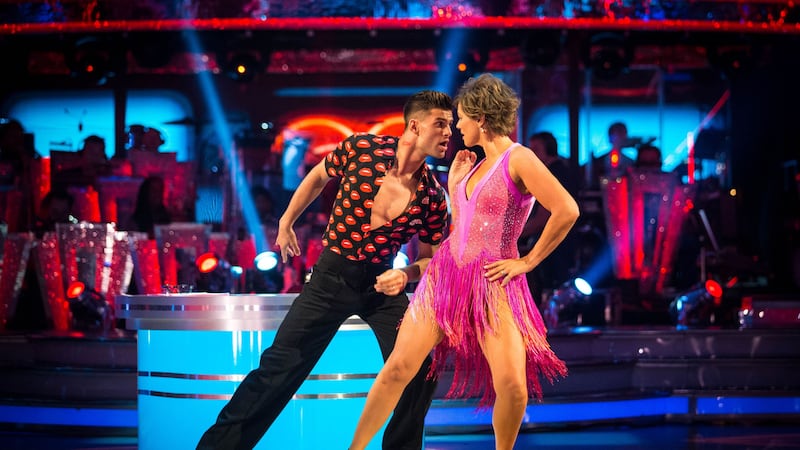 The BBC newsreader kissed dance partner Aljaz Skorjanec during her first dance on the show.