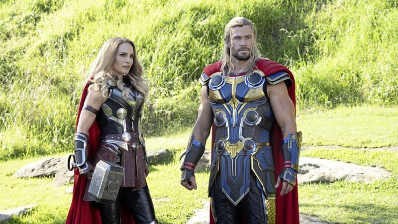 Thor: Love And Thunder: Natalie Portman as Mighty Thor and Chris Hemsworth as Thor 