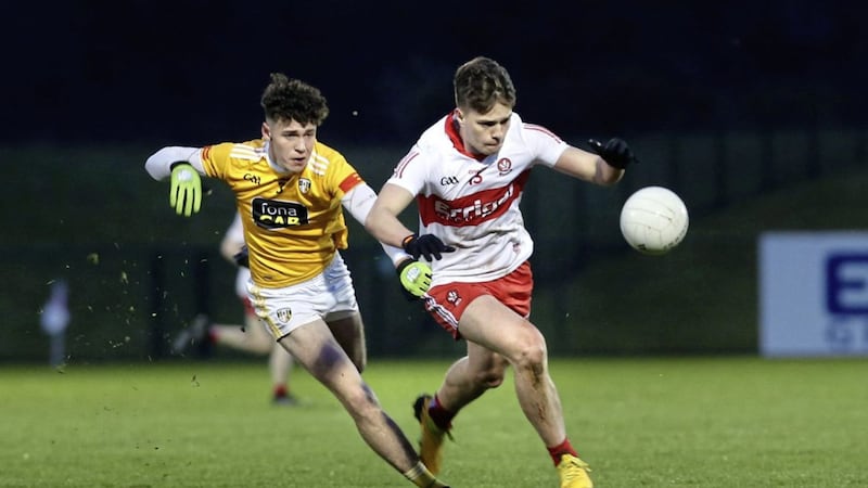 Charlie Diamond scored six points as Derry saw off battling Antrim at the Ulster quarter-final stage. Picture Margaret McLaughlin 