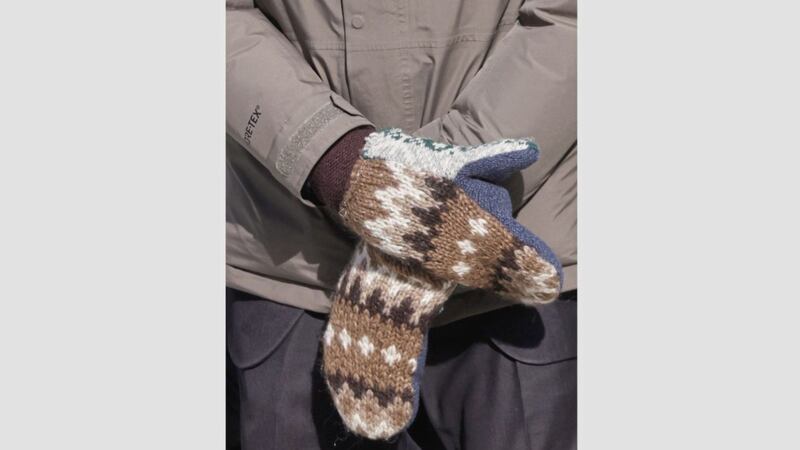 A close-up of US Senator Bernie Sanders&#39;s mittens as he attends President Joe Biden&#39;s inauguration ceremony last month. Picture by Jonathan Ernst/AP 