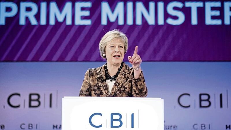Prime Minister Theresa May speaking at the CBI annual conference at InterContinental Hotel in London Picture by Stefan Rousseau/PA 