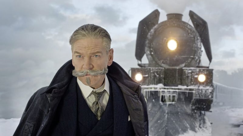 Sir Kenneth Branagh as Hercule Poirot in Murder on the Orient Express, which he also directs 