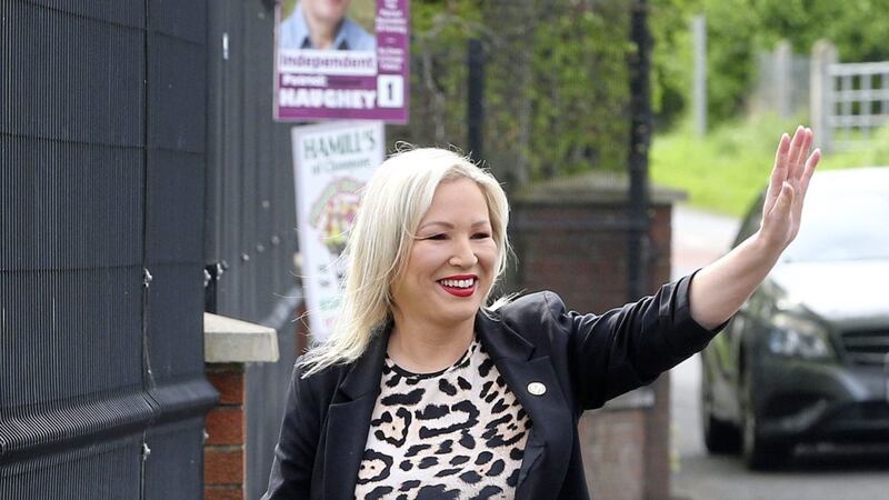 Sinn Fein&#39;s Michelle O&#39;Neill casts her vote at a poling station in Co Tyrone. Picture Mal McCann. 
