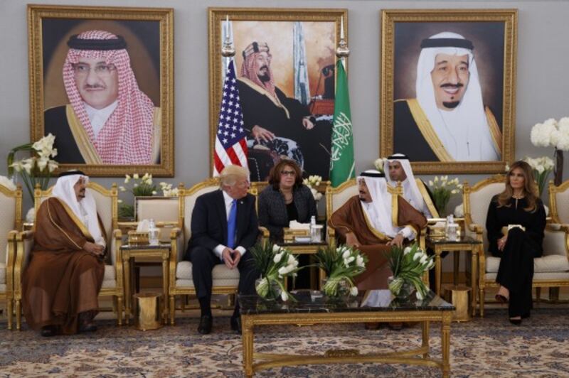 President Donald Trump meets with Saudi King Salman