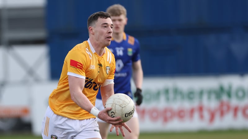 Declan Lynch became a father for the first time during the week and had cause for a double-celebration as he helped Antrim secure their Division Three status with a win over Wicklow on Sunday. Picture: Colm Lenaghan