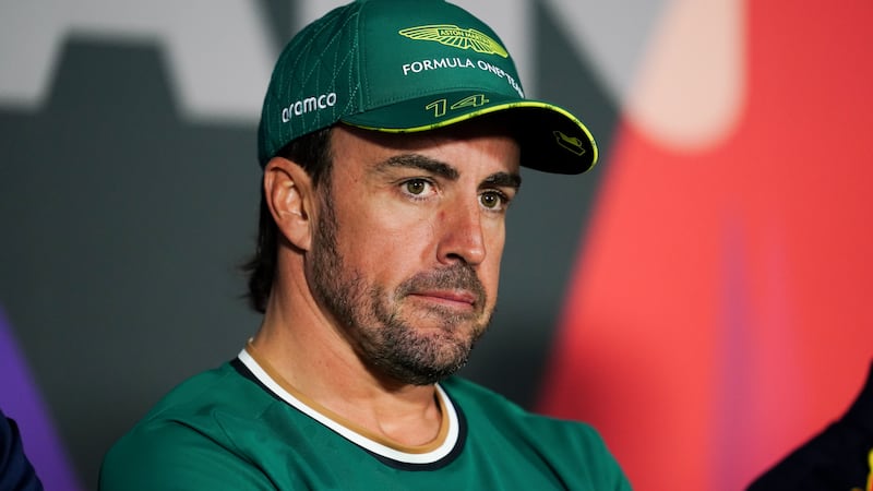 Aston Martin’s Fernando Alonso during a driver press conference at the Bahrain International Circuit, Sakhir. Picture date: Wednesday February 28, 2024.